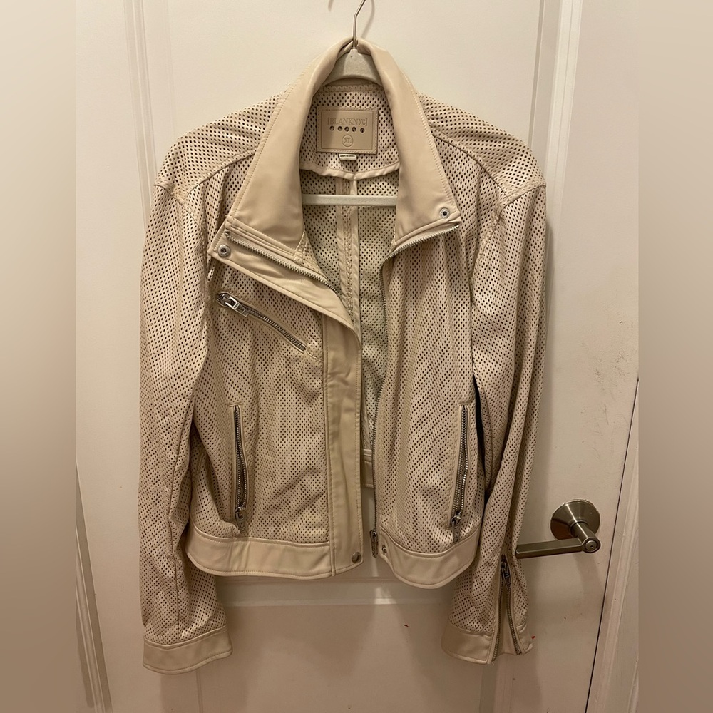 Blank NYC Beige Perforated Leather Jacket